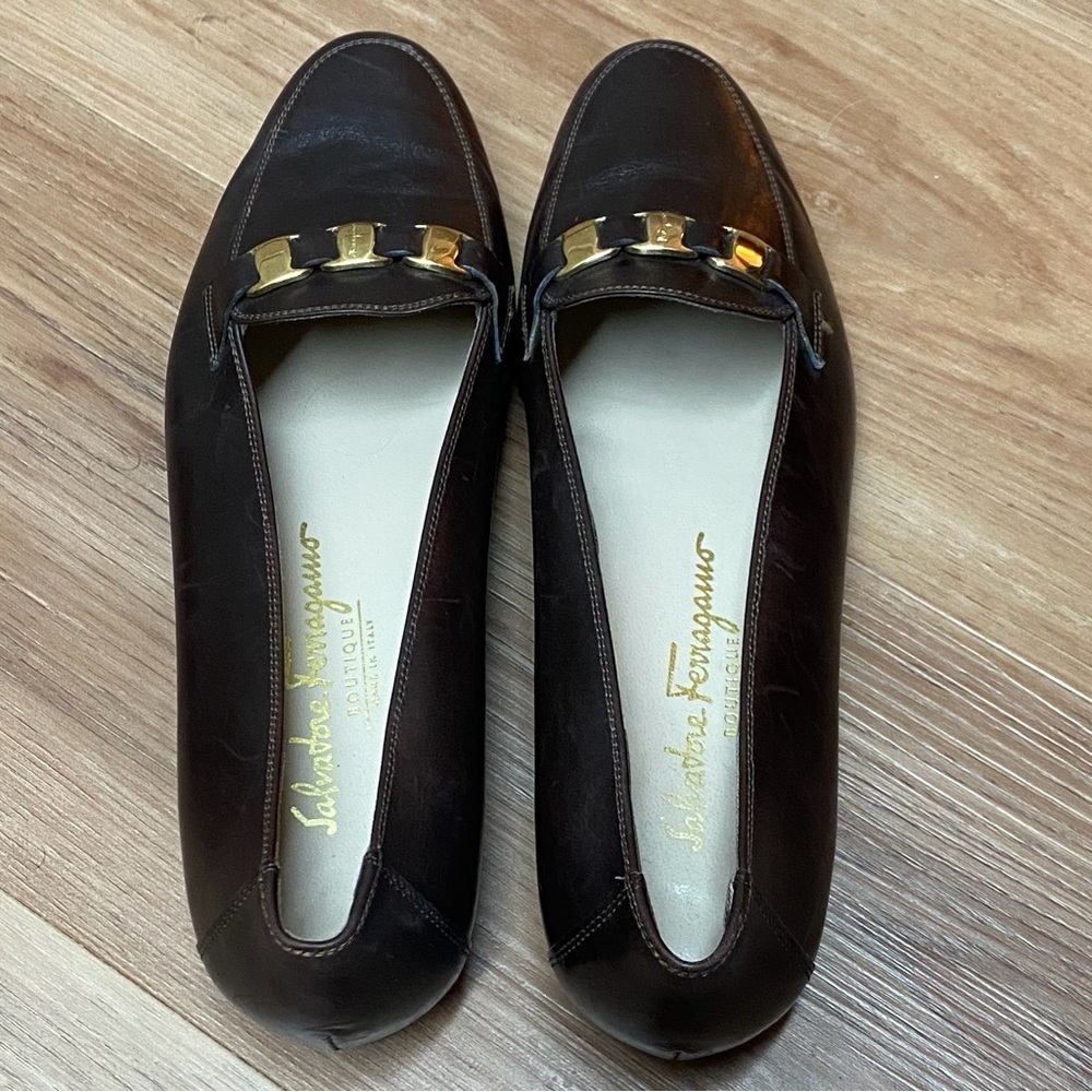 Vintage Salvatore Ferragamo Boutique Gancini Dark Brown Loafers Size Size 8.5 B - Picture 3 of 12